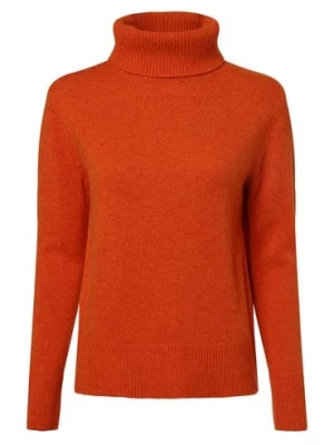 Franco Callegari Damski sweter z wełny merino Kobiety drobna dzianina pomarańczowy jednolity,