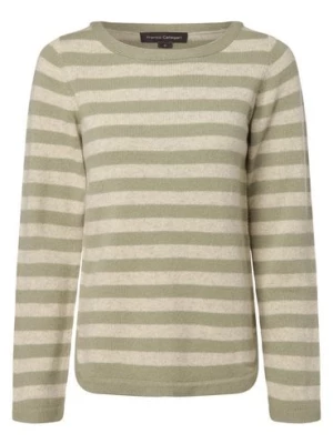 Franco Callegari Damski sweter z wełny merino Kobiety drobna dzianina zielony|beżowy w paski,
