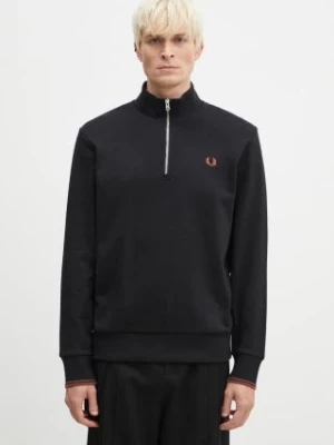 Fred Perry bluza bawełniana Half Zip Sweatshirt męska kolor czarny z aplikacją M3574.X56