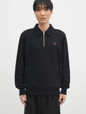 Fred Perry bluza bawełniana Half Zip Sweatshirt męska kolor czarny z aplikacją M8604.102