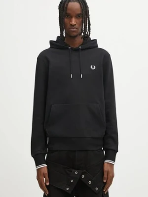 Fred Perry bluza bawełniana męska kolor czarny z kapturem melanżowa M2643