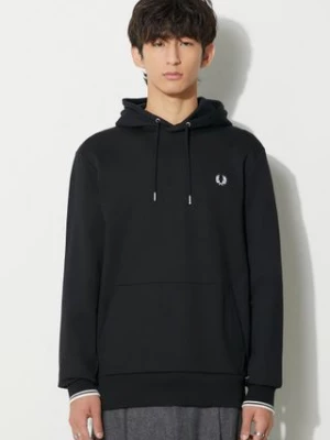 Fred Perry bluza bawełniana męska kolor czarny z kapturem z aplikacją M2643.102