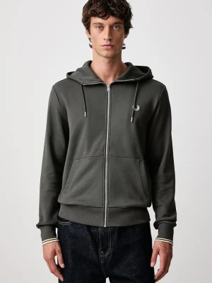 Fred Perry bluza rozpinana z kapturem męska bawełniana zielony