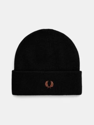 Fred Perry czapka wełniana Classic Beanie kolor czarny z cienkiej dzianiny wełniana C8161.X56