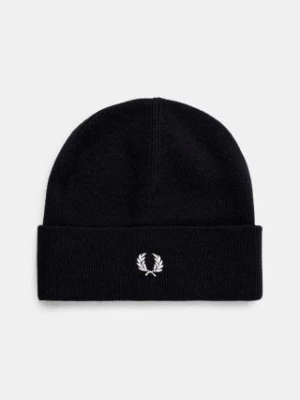 Fred Perry czapka wełniana Classic Beanie kolor granatowy z cienkiej dzianiny wełniana C8161.T05