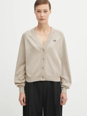 Fred Perry kardigan bawełniany damski kolor beżowy lekki K1120