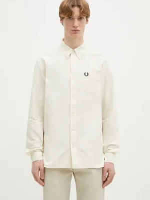 Fred Perry koszula bawełniana męska kolor beżowy regular z kołnierzykiem button-down M5516.F79