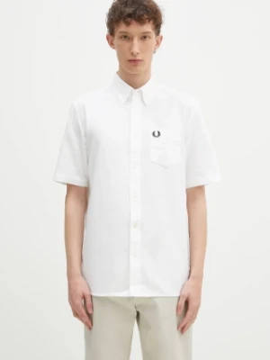 Fred Perry koszula bawełniana męska kolor biały regular z kołnierzykiem button-down M8730.100