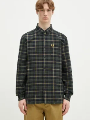 Fred Perry koszula bawełniana męska kolor granatowy regular z kołnierzykiem button-down M9621.608