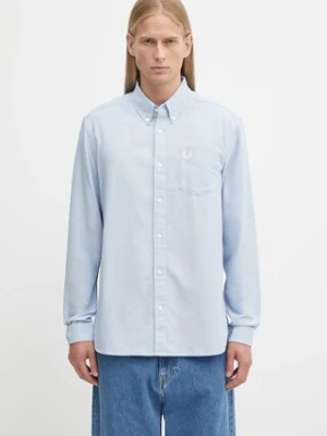Fred Perry koszula bawełniana męska kolor niebieski regular z kołnierzykiem button-down M5516