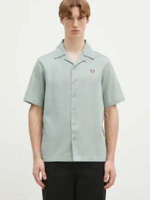 Fred Perry koszula bawełniana męska kolor turkusowy relaxed M7774.X06