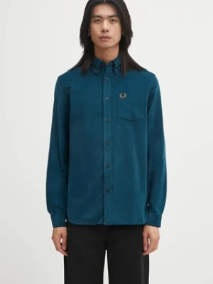Fred Perry koszula bawełniana męska kolor zielony regular z kołnierzykiem button-down M1737