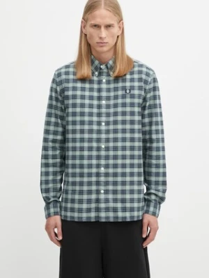 Fred Perry koszula bawełniana męska kolor zielony regular z kołnierzykiem button-down M1743