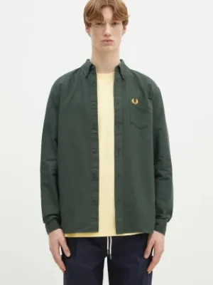 Fred Perry koszula bawełniana męska kolor zielony regular z kołnierzykiem button-down M5516.X89