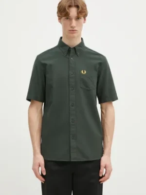 Fred Perry koszula bawełniana męska kolor zielony regular z kołnierzykiem button-down M8730.X89