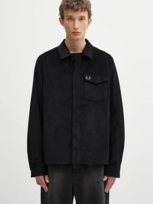 Fred Perry koszula sztruksowa męska kolor czarny regular z kołnierzykiem klasycznym M1717