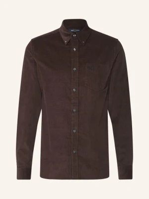 Fred Perry Koszula Z Sztruksu O Kroju Slim Fit braun CIEMNOBRĄZOWY