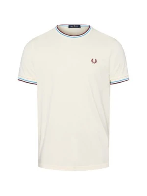 Fred Perry Koszulka męska Mężczyźni Bawełna biały jednolity,