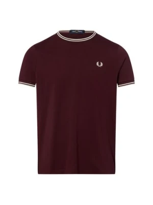 Fred Perry Koszulka męska Mężczyźni Bawełna czerwony jednolity,