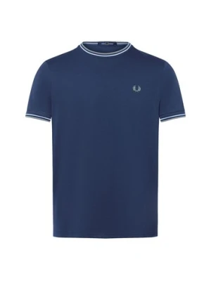Fred Perry Koszulka męska Mężczyźni Bawełna niebieski jednolity,