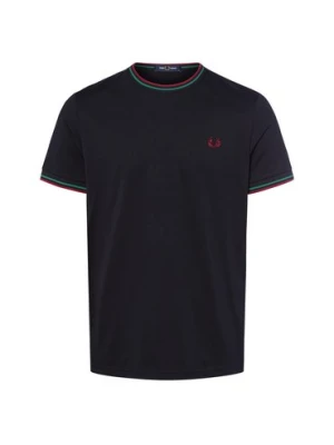 Fred Perry Koszulka męska Mężczyźni Bawełna niebieski jednolity,