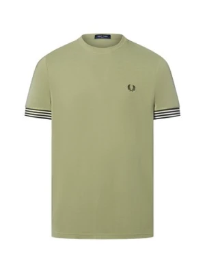 Fred Perry Koszulka męska Mężczyźni Bawełna zielony jednolity,
