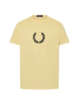 Fred Perry Koszulka męska Mężczyźni Bawełna żółty nadruk,