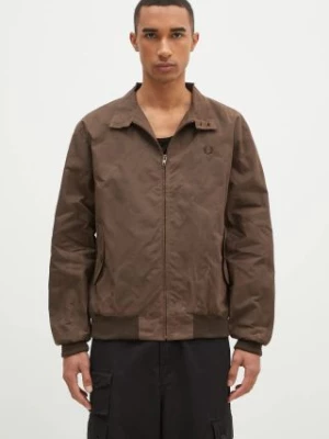 Fred Perry kurtka bomber Made In England Wax Harrington męski kolor brązowy przejściowa J8578.Q21