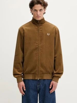 Fred Perry kurtka sztruksowa kolor zielony przejściowa J8546