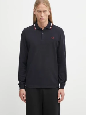 Fred Perry longsleeve bawełniany kolor granatowy gładki M3636