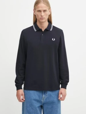 Fred Perry longsleeve bawełniany kolor granatowy gładki M3636