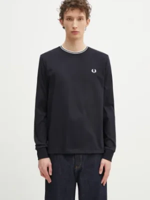 Fred Perry longsleeve bawełniany kolor granatowy gładki M9602.795