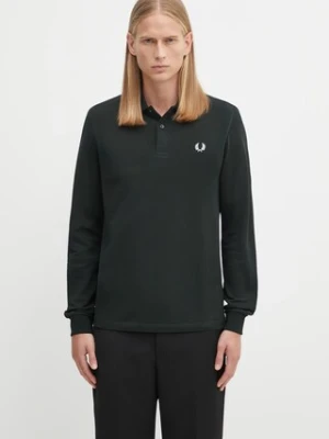 Fred Perry longsleeve bawełniany kolor zielony gładki M3636