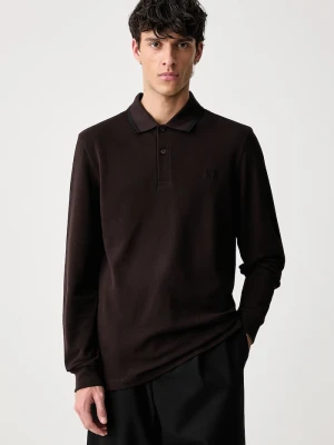Fred Perry longsleeve męski bawełniany brązowy