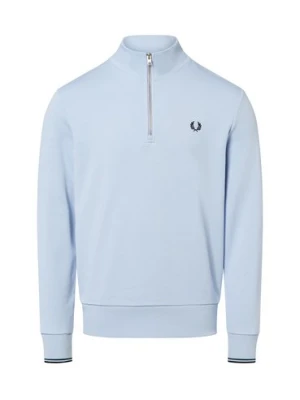 Fred Perry Męska bluza nierozpinana Mężczyźni Bawełna niebieski jednolity,