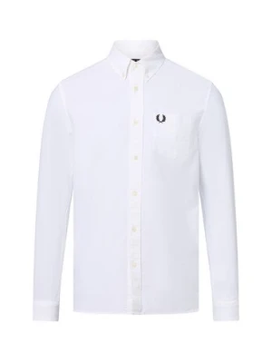 Fred Perry Męska koszula bawełniana Mężczyźni Slim Fit Bawełna biały jednolity,