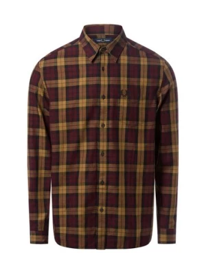 Fred Perry Męska koszula casual - tartan twill Mężczyźni Regular Fit Bawełna czerwony w kratkę,