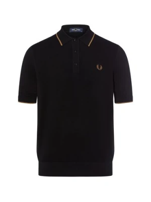 Fred Perry Męska koszula z dzianiny Mężczyźni Bawełna czarny jednolity,