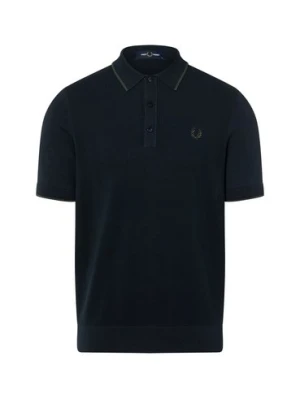 Fred Perry Męska koszula z dzianiny Mężczyźni Bawełna niebieski jednolity,