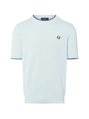 Fred Perry Męska koszula z dzianiny Mężczyźni Bawełna niebieski wypukły wzór tkaniny,