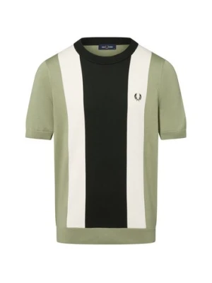 Fred Perry Męska koszula z dzianiny Mężczyźni Bawełna zielony|biały w paski,