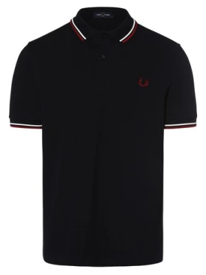 Fred Perry Męska koszulka polo Mężczyźni Bawełna niebieski jednolity,