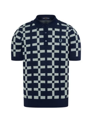 Fred Perry Męska koszulka polo Mężczyźni Bawełna niebieski w kratkę,