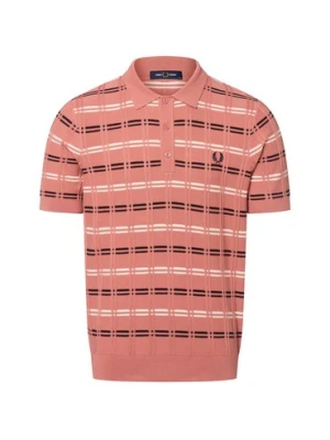 Fred Perry Męska koszulka polo Mężczyźni Bawełna różowy|wielokolorowy w kratkę,