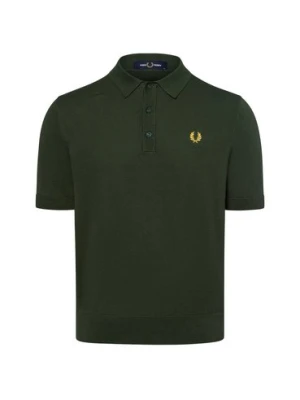 Fred Perry Męska koszulka polo Mężczyźni Bawełna zielony jednolity,