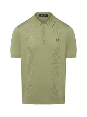 Fred Perry Męska koszulka polo Mężczyźni Bawełna zielony jednolity,