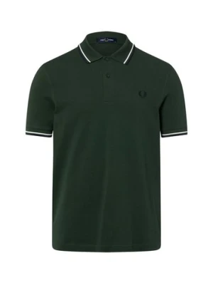 Fred Perry Męska koszulka polo Mężczyźni Bawełna zielony jednolity,