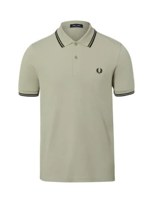 Fred Perry Męska koszulka polo Mężczyźni Bawełna zielony jednolity,