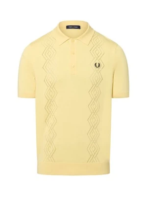 Fred Perry Męska koszulka polo Mężczyźni Bawełna żółty jednolity,