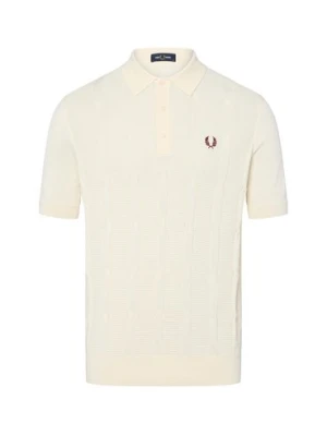 Fred Perry Męska koszulka polo Mężczyźni drobna dzianina biały jednolity,